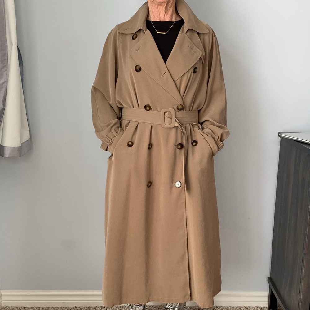 SZ4 EUC ALVINA CLASSIC DOUBLE BREASTED LONGLINE TRENCH COAT